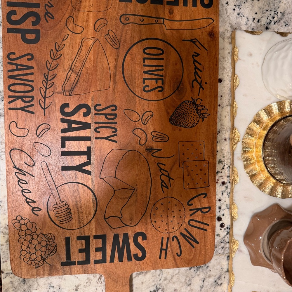 Wooden Cheese Board with Black Text